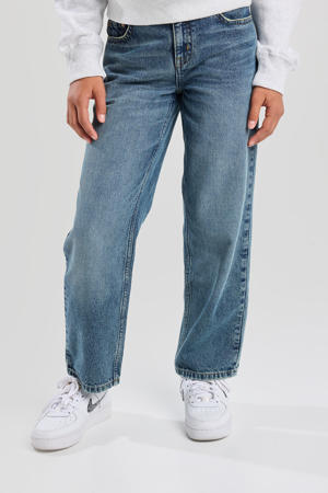 low waist loose fit jeans medium blue denim