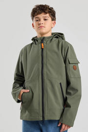 thumbnail: Groene jongens America Today softshell jas lente van polyester met effen, lange mouwen, capuchon en ritssluiting