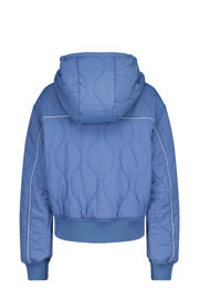 thumbnail: Blauwe meisjes America Today gewatteerde jas van polyester met effen, lange mouwen, capuchon, ritssluiting en quilted