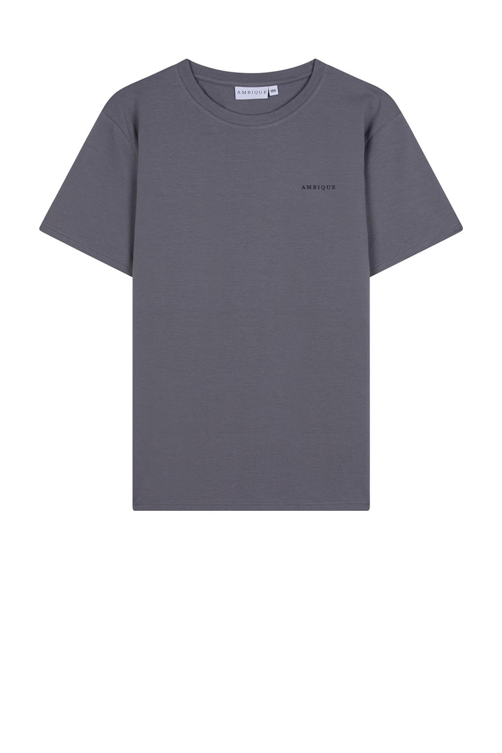 Grijze jongens Ambique -shirt van stretchkatoen met logo dessin, korte mouwen en ronde hals