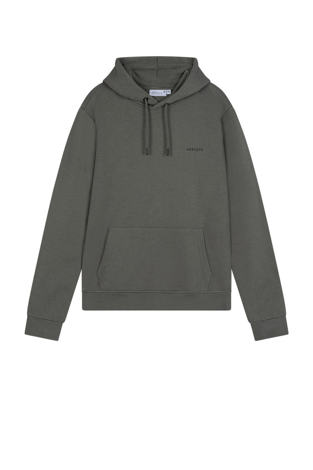 Donkergroene jongens Ambique sweater met logo dessin, lange mouwen, capuchon en geribde boorden