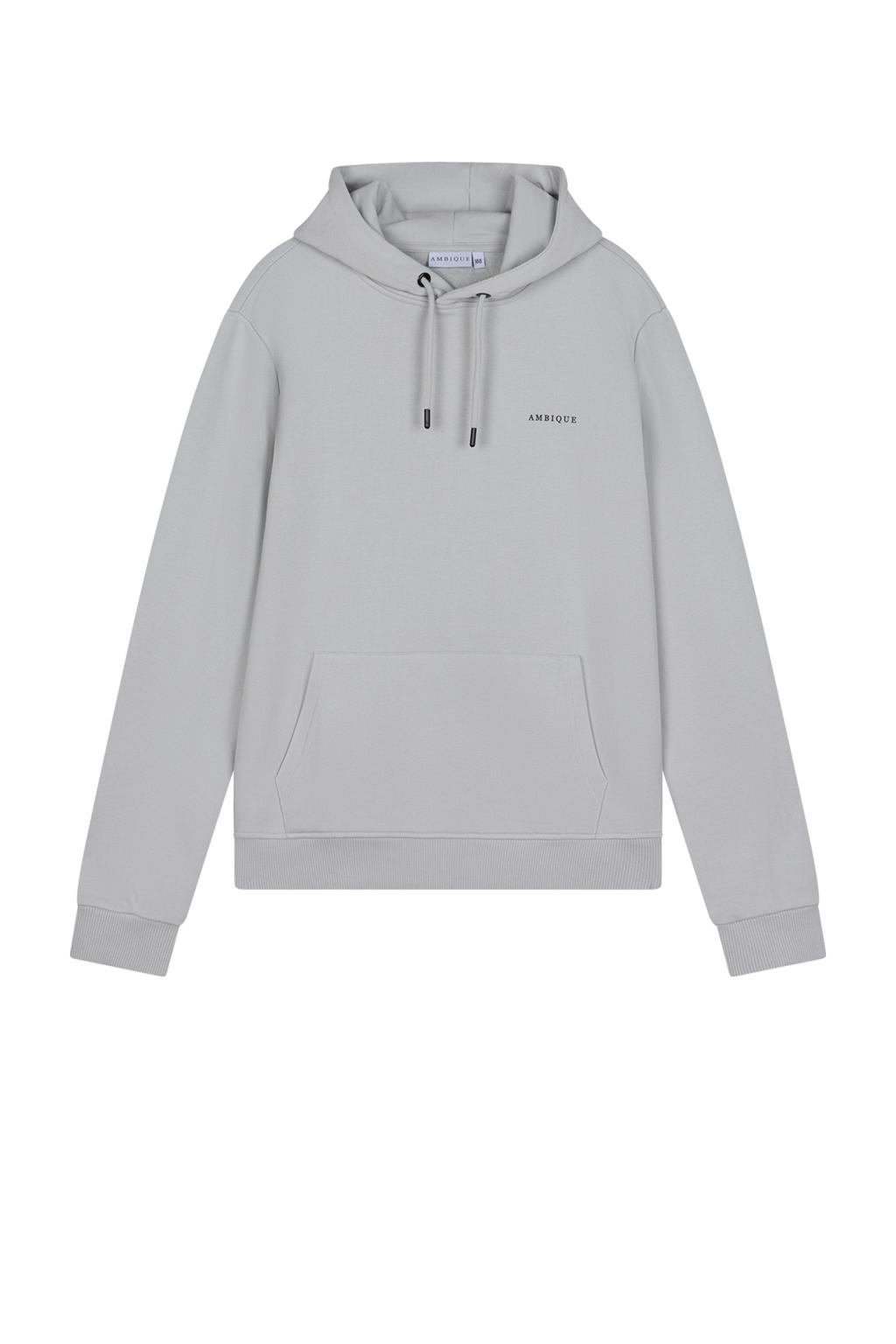 Lichtgrijze jongens Ambique sweater met logo dessin, lange mouwen, capuchon en geribde boorden