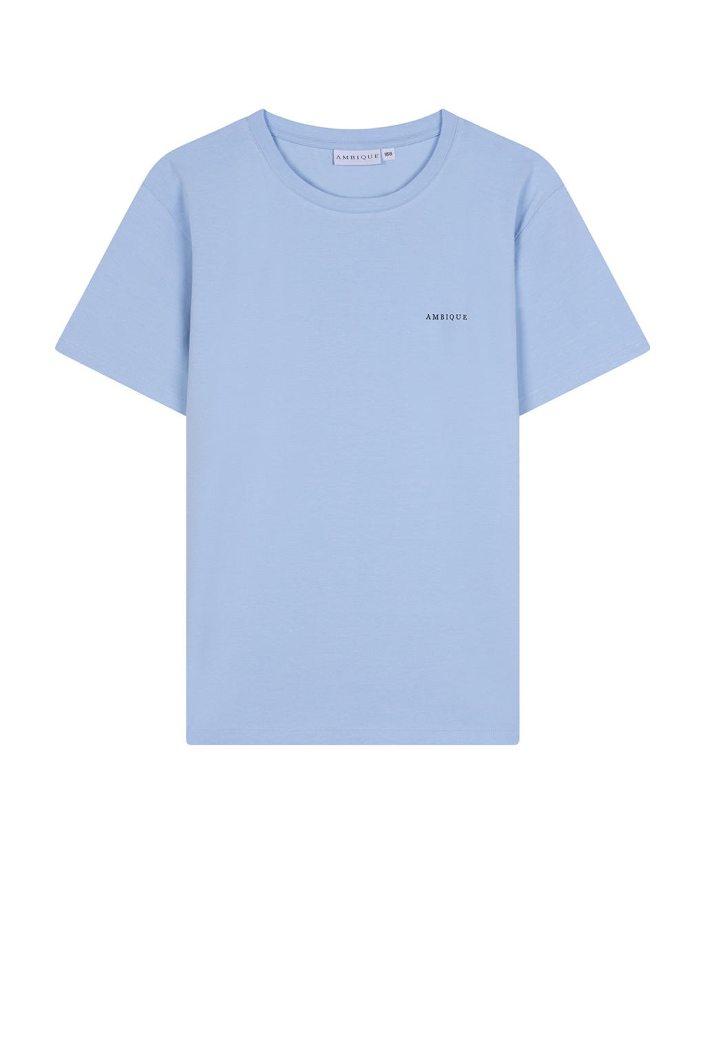 Lichtblauwe jongens Ambique T-shirt van stretchkatoen met logo dessin, korte mouwen en ronde hals