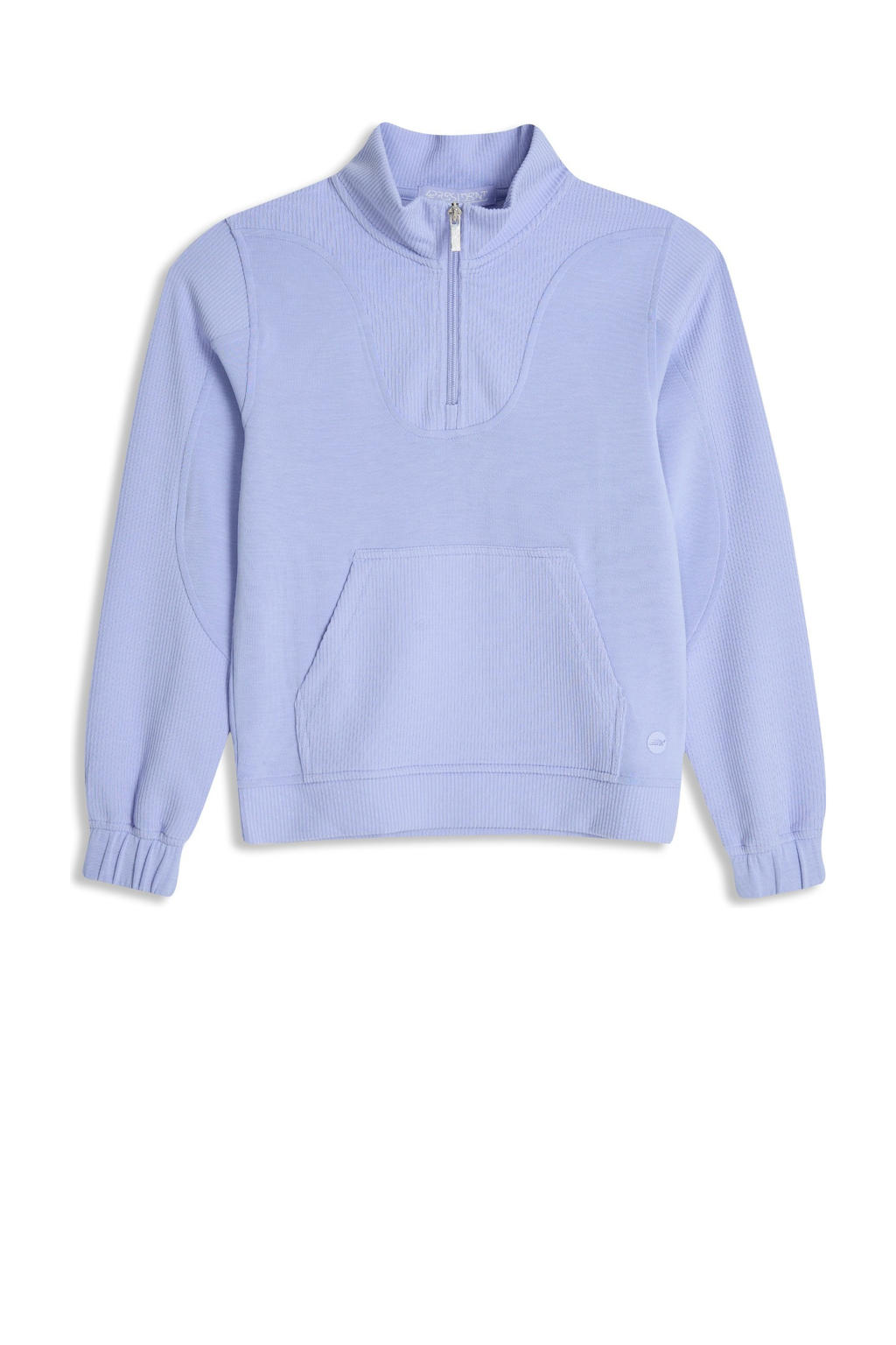 Lilakleurige meisjes 4PRESIDENT sweater van modal met effen, lange mouwen, opstaande kraag en ritssluiting