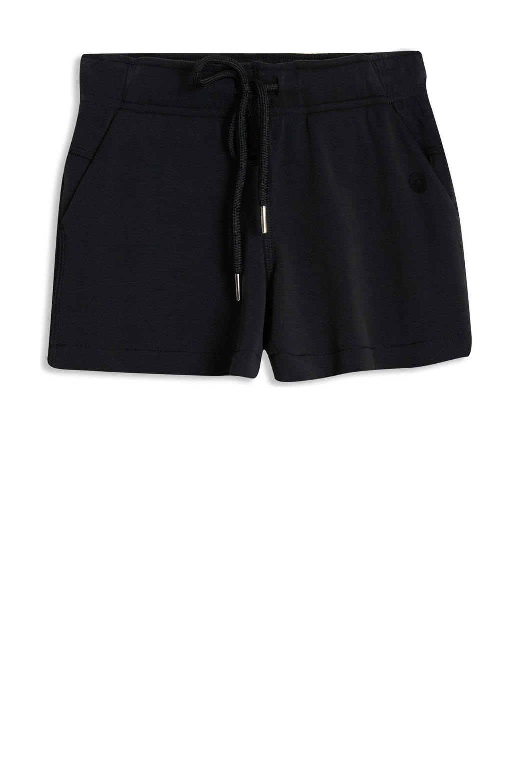 Zwarte meisjes 4PRESIDENT sweatshort van modal met elastische tailleband met koord en effen