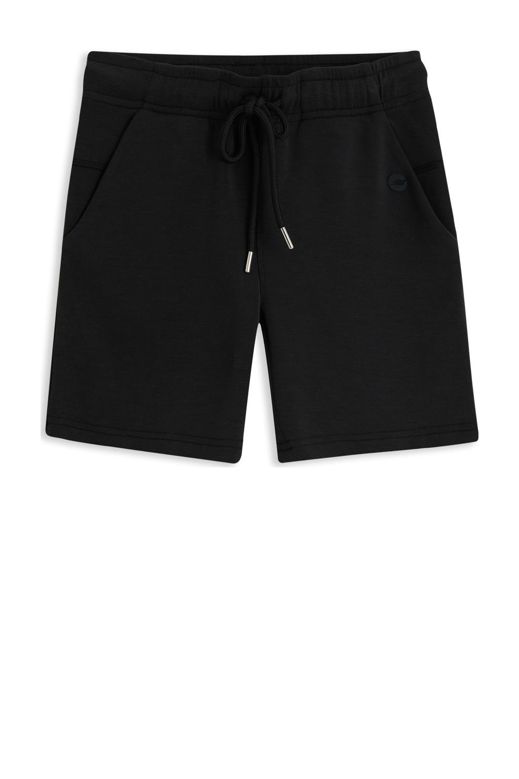 Zwarte jongens 4PRESIDENT sweatshort van modal met elastische tailleband met koord en effen