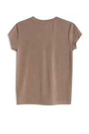 thumbnail: Bruine jongens 4PRESIDENT t-shirt van modal met effen, korte mouwen en ronde hals