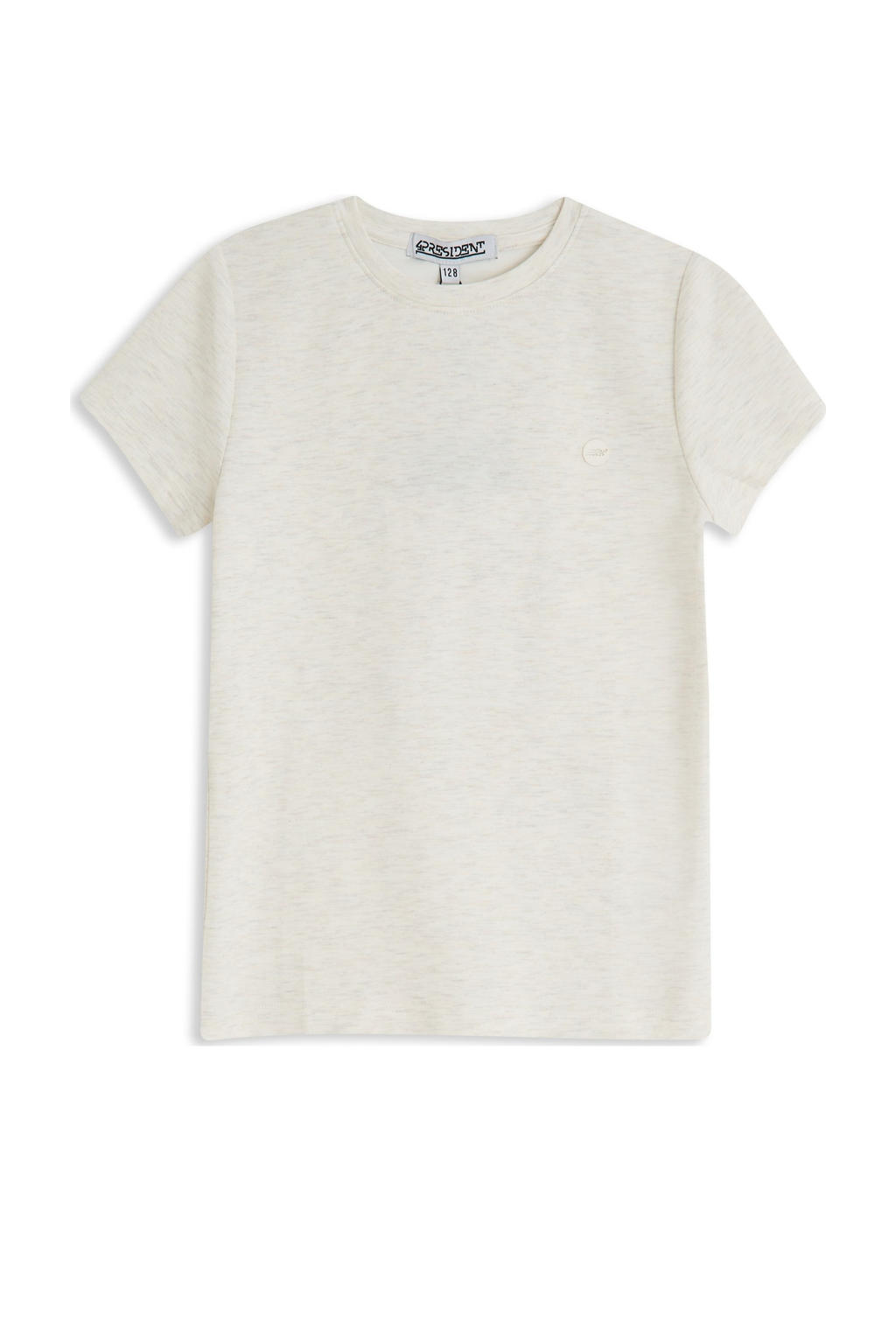 Witte jongens 4PRESIDENT T-shirt van modal met effen, korte mouwen en ronde hals