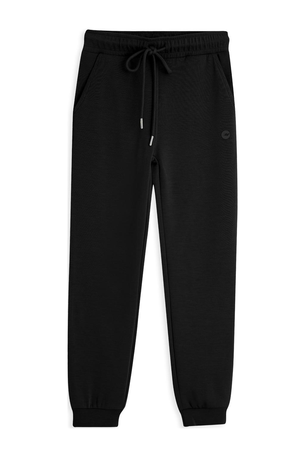 Zwarte jongens 4PRESIDENT joggingbroek van modal met elastische tailleband met koord en effen