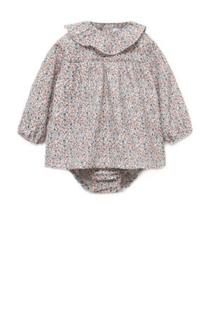 newborn baby jurk met bloomer blauw/wit/oranje