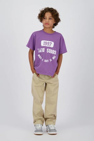 straight casual broek zand