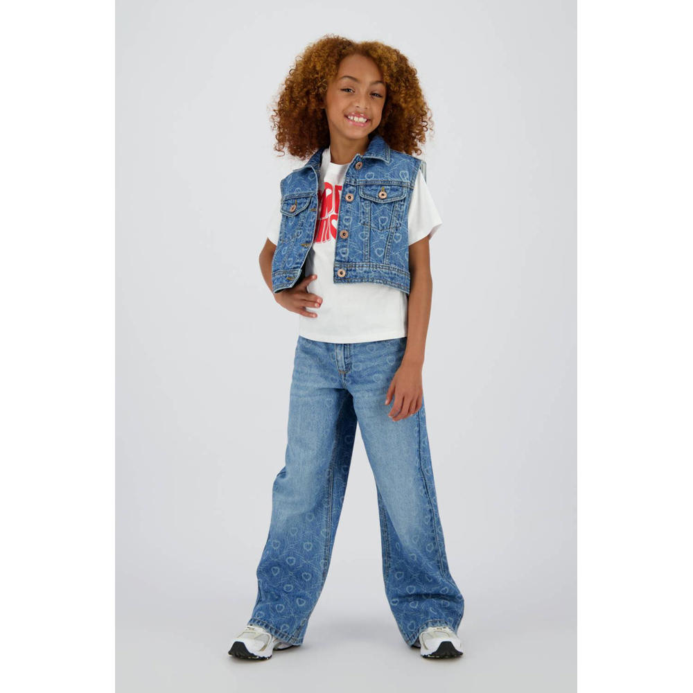 Witte meisjes Vingino T-shirt van katoen met printopdruk, korte mouwen en ronde hals