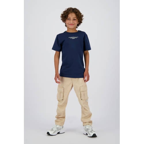 Vingino loose fit cargo broek beige Jongens Stretchkatoen Effen