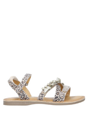Sophie Sun  leren sandalen panterprint beige/bruin