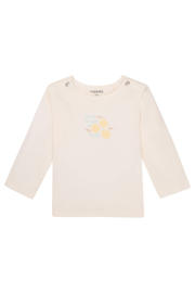 thumbnail: Witte jongens en meisjes Noppies baby longsleeve van katoen met printopdruk, lange mouwen, ronde hals en drukknoopsluiting