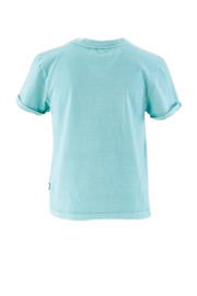 thumbnail: Lichtblauwe meisjes G-STAR T-shirt van katoen met tekst print, korte mouwen, ronde hals en omslagdetail