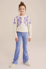 thumbnail: Lilakleurige meisjes flared broek van corduroy met regular waist, elastische tailleband en effen