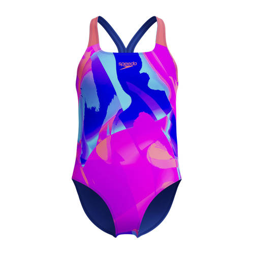 Speedo Endurance+ sportbadpak Powerback roze/blauw Meisjes Nylon All over print - maat 164 afbeelding