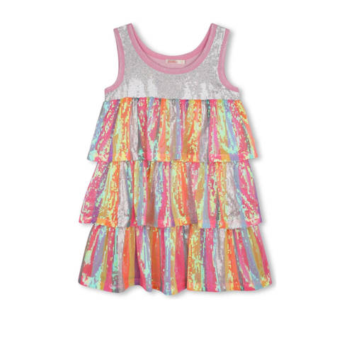 Billieblush korte jurk roze Meisjes Polyester Ronde hals Effen - maat 104 - glitter afbeelding