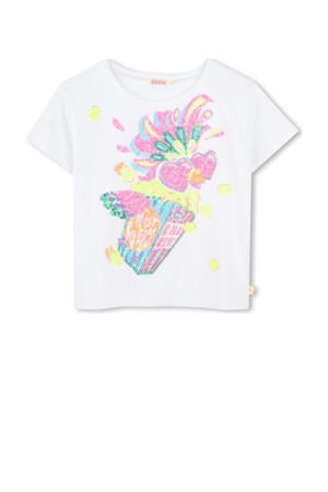T-shirt wit met pailletten