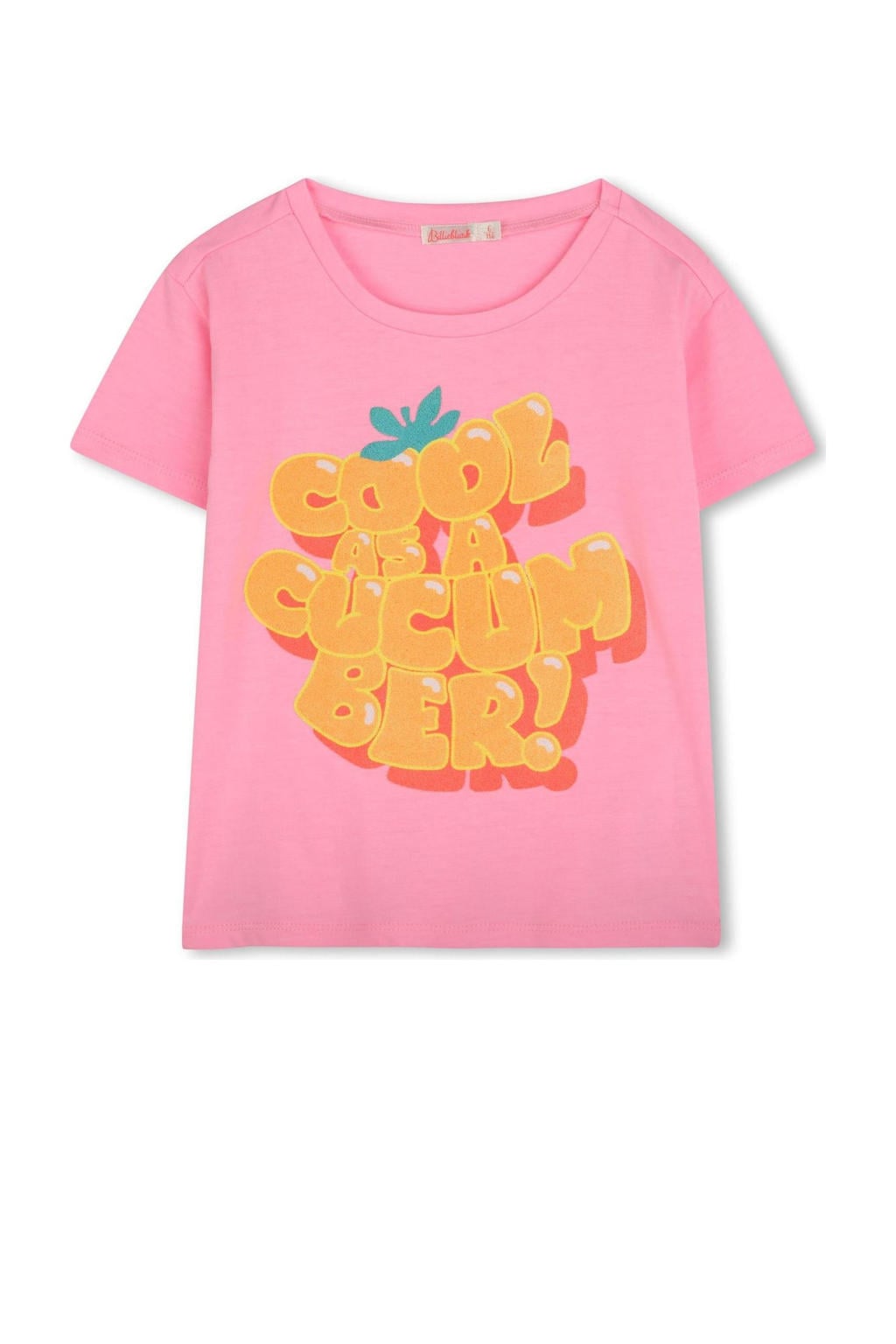 Roze meisjes Billieblush T-shirt van polyester met printopdruk, korte mouwen en ronde hals