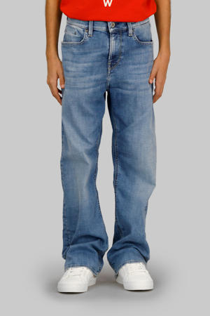 high waist medium blue denim