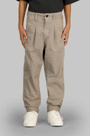 thumbnail: Grijsbruine jongens G-STAR tapered bruin van stretchkatoen met high waist, rits- en knoopsluiting en effen