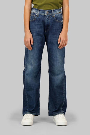 high waist loose fit jeans dark blue denim