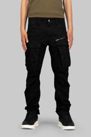 thumbnail: Zwarte jongens G-STAR tapered cargo broek van stretchkatoen met low waist, rits- en knoopsluiting en effen
