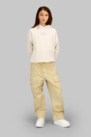 thumbnail: Kakikleurige meisjes G-STAR relaxed cargo broek van stretchkatoen met high waist, rits- en drukknoopsluiting en effen