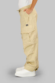 thumbnail: Kakikleurige meisjes G-STAR relaxed cargo broek van stretchkatoen met high waist, rits- en drukknoopsluiting en effen