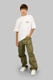 thumbnail: Olijfgroene jongens G-STAR loose cargo broek van stretchkatoen met high waist, rits- en knoopsluiting en effen