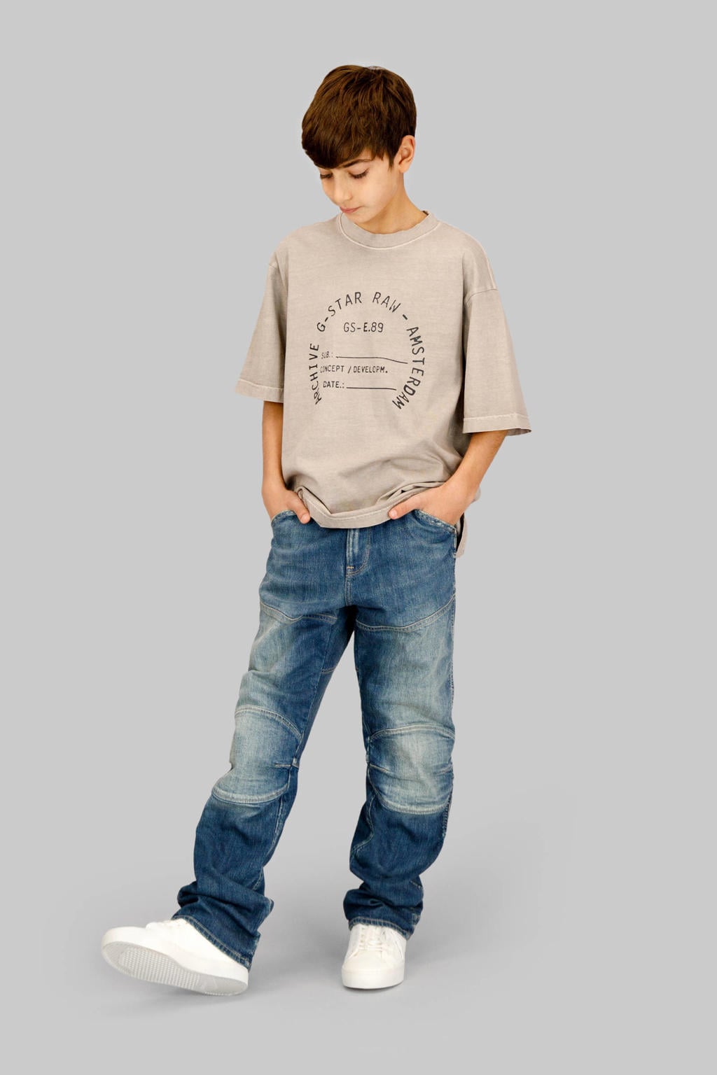 Dark blue denim jongens G-STAR regular fit jeans dark blue van denim met effen