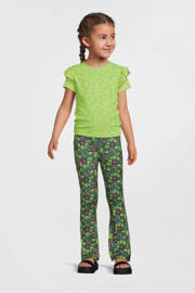 thumbnail: Groene meisjes B.Nosy T-shirt van polyester met bloemenprint, korte mouwen, ronde hals en ruches