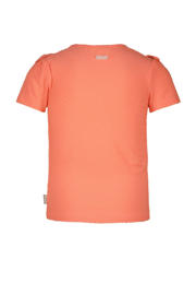 thumbnail: Roze meisjes B.Nosy t-shirt van polyester met effen, korte mouwen, ronde hals en ruches