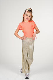 thumbnail: Roze meisjes B.Nosy T-shirt van polyester met effen, korte mouwen, ronde hals en ruches