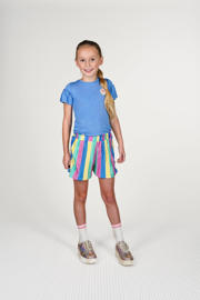 thumbnail: Blauwe meisjes B.Nosy T-shirt van viscose met melée print, korte mouwen en ronde hals