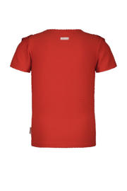 thumbnail: Rode meisjes B.Nosy t-shirt van polyester met effen, korte mouwen, ronde hals en ruches
