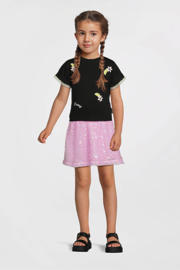 thumbnail: Zwarte meisjes B.Nosy T-shirt van stretchkatoen met korte mouwen en ronde hals