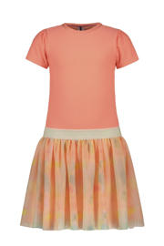 thumbnail: Roze meisjes B.Nosy midi jurk van polyester met korte mouwen, ronde hals, elastische tailleband en textuur