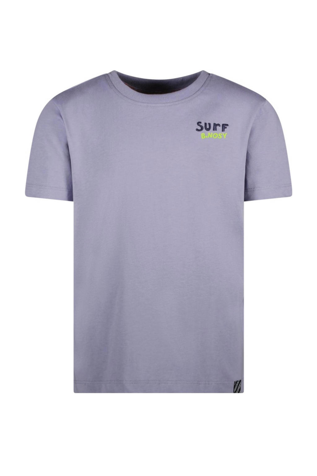 Lilakleurige jongens B.Nosy T-shirt van katoen met backprint, korte mouwen en ronde hals