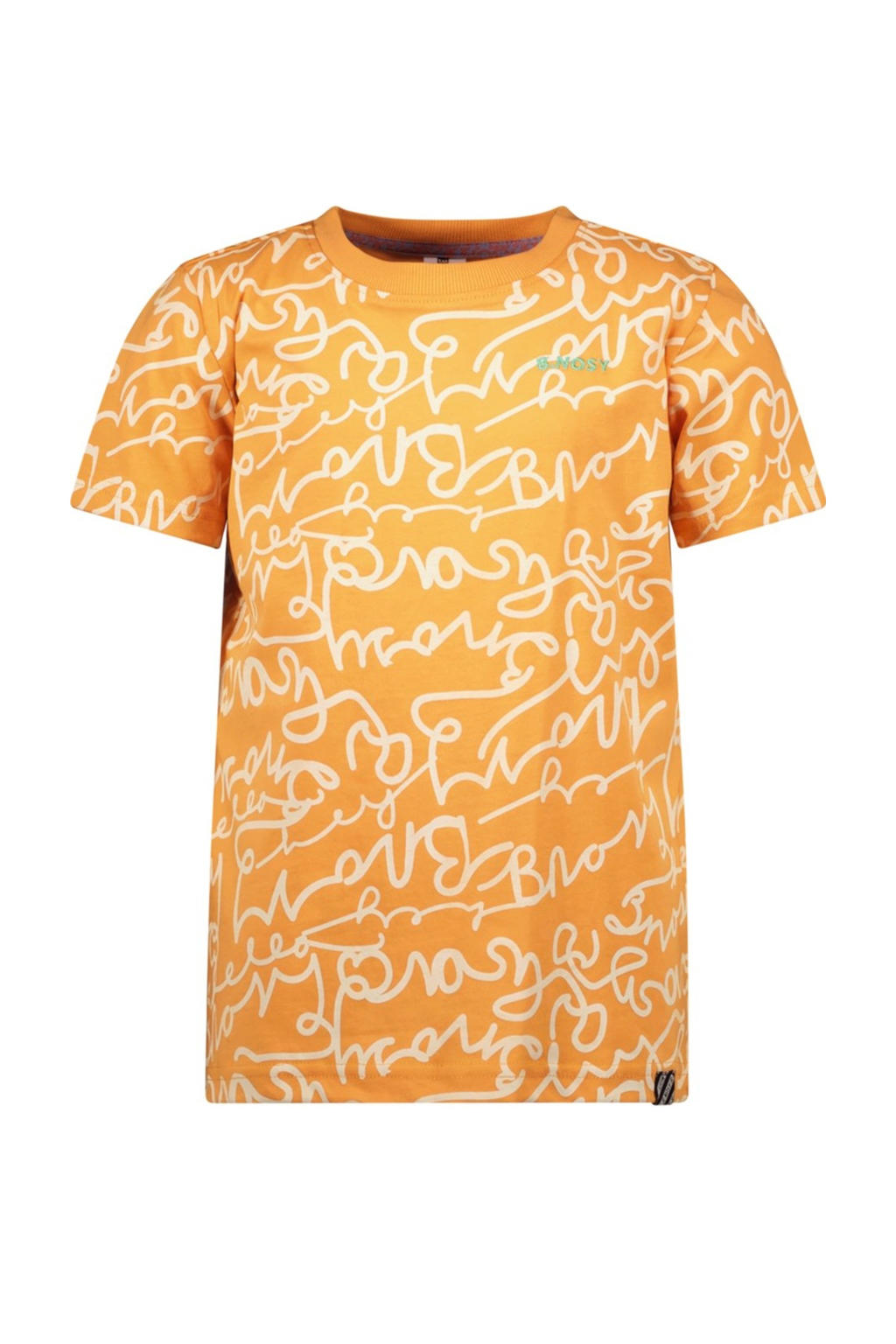 Oranje en witte jongens B.Nosy T-shirt van katoen met korte mouwen en ronde hals