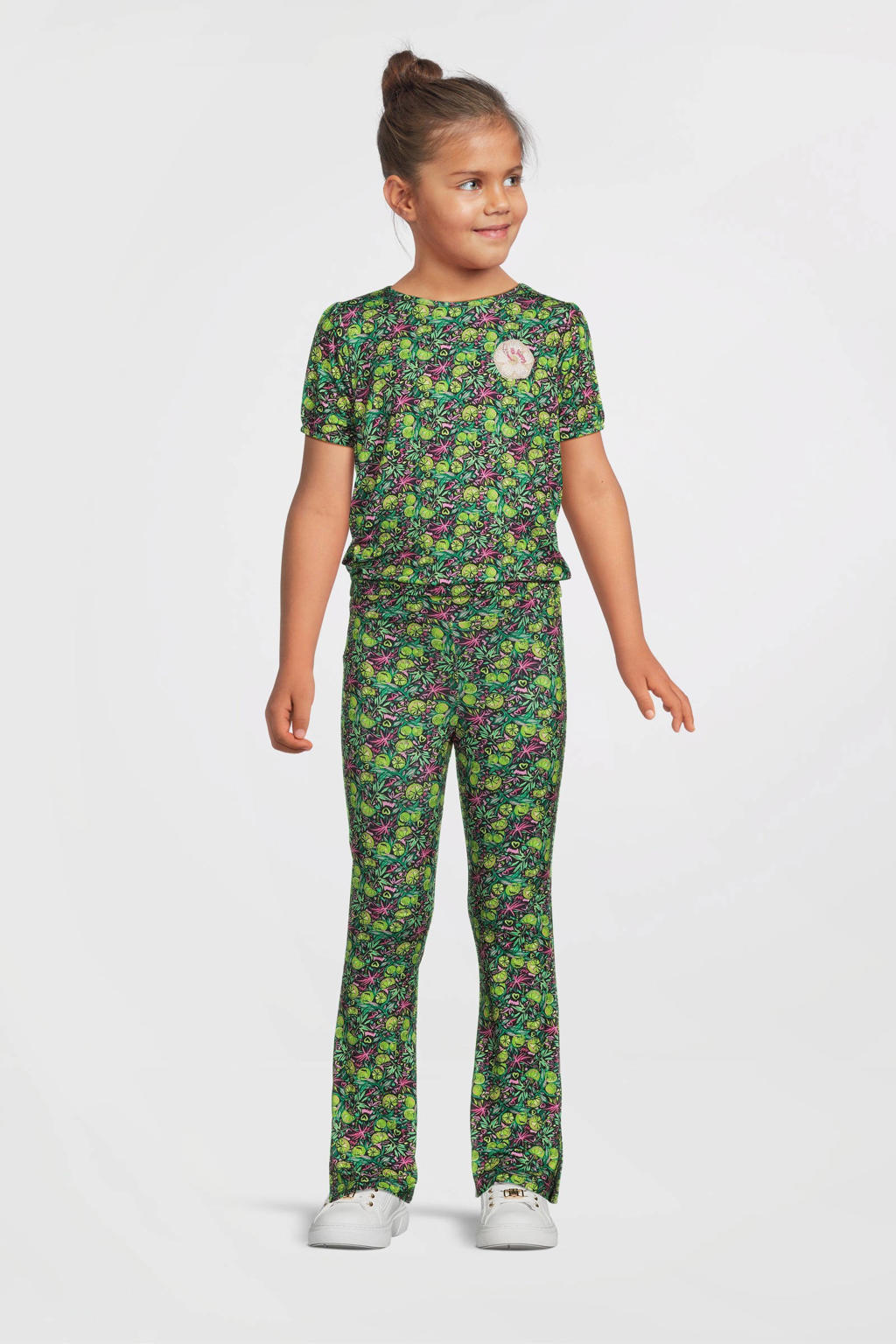 Groen en multikleurige meisjes B.Nosy flared legging van polyester met regular waist en elastische tailleband