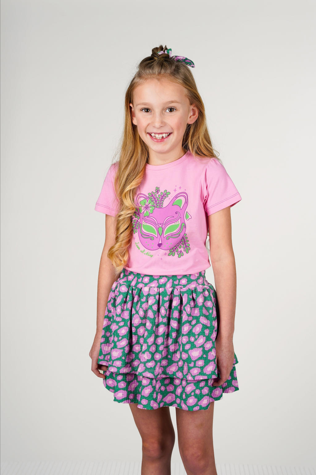 Roze meisjes B.Nosy T-shirt van katoen met tekst print, korte mouwen en ronde hals