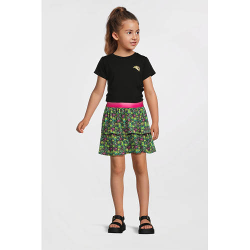 B.Nosy midi jurk zwart Meisjes Stretchkatoen Ronde hals All over print - maat 122/128 afbeelding
