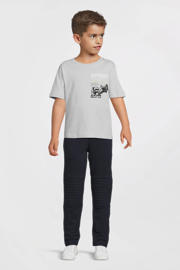 thumbnail: Donkerblauwe jongens B.Nosy skinny casual broek van stretchkatoen met regular waist, elastische tailleband met koord en effen