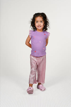 T-shirt lila broderie