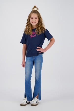 flared jeans medium blue denim