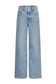 thumbnail: Light blue denim meisjes Vingino jeans van denim met wijde pijpen, regular waist, rits- en knoopsluiting en effen