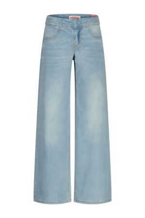 wide leg regular waist jeans light blue denim